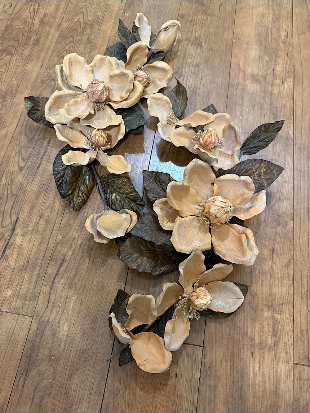 Neutral Beige Magnolia Wall Accent Pair